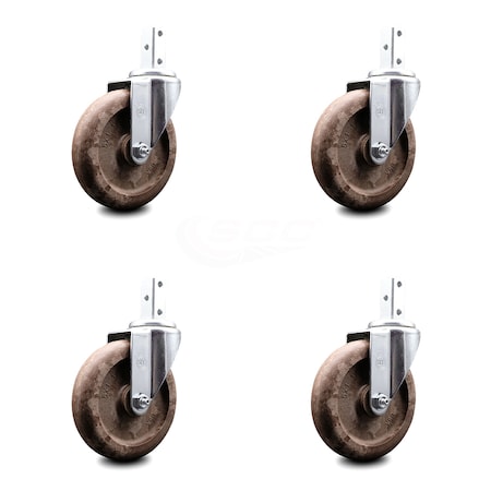 Service Caster 5 Inch High Temp Glass Filled Nylon Wheel Swivel 3/4 Inch Square Stem Caster Set SCC-SQ20S514-GFNSHT-34-4